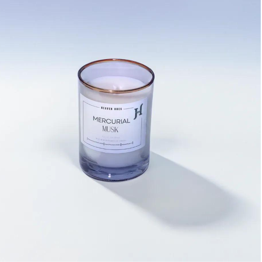 Mercurial Musk Scented Soy Candle, Golden Fringe Jar