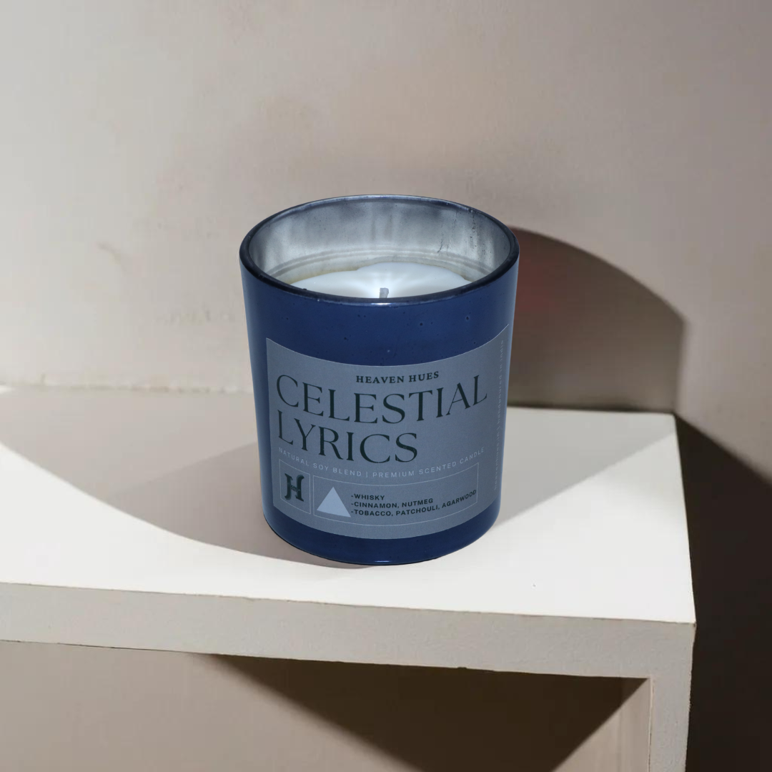 Celestial Lyrics Scented Soy Candle, Silver Blue Jar