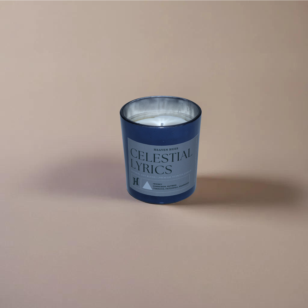 Celestial Lyrics Scented Soy Candle, Silver Blue Jar