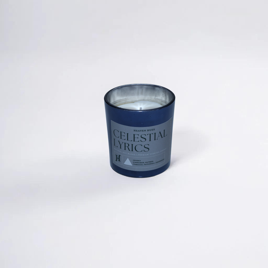 Celestial Lyrics Scented Soy Candle, Silver Blue Jar