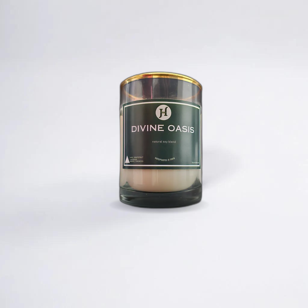 Divine Oasis Scented Soy Candle, Golden Fringe Jar
