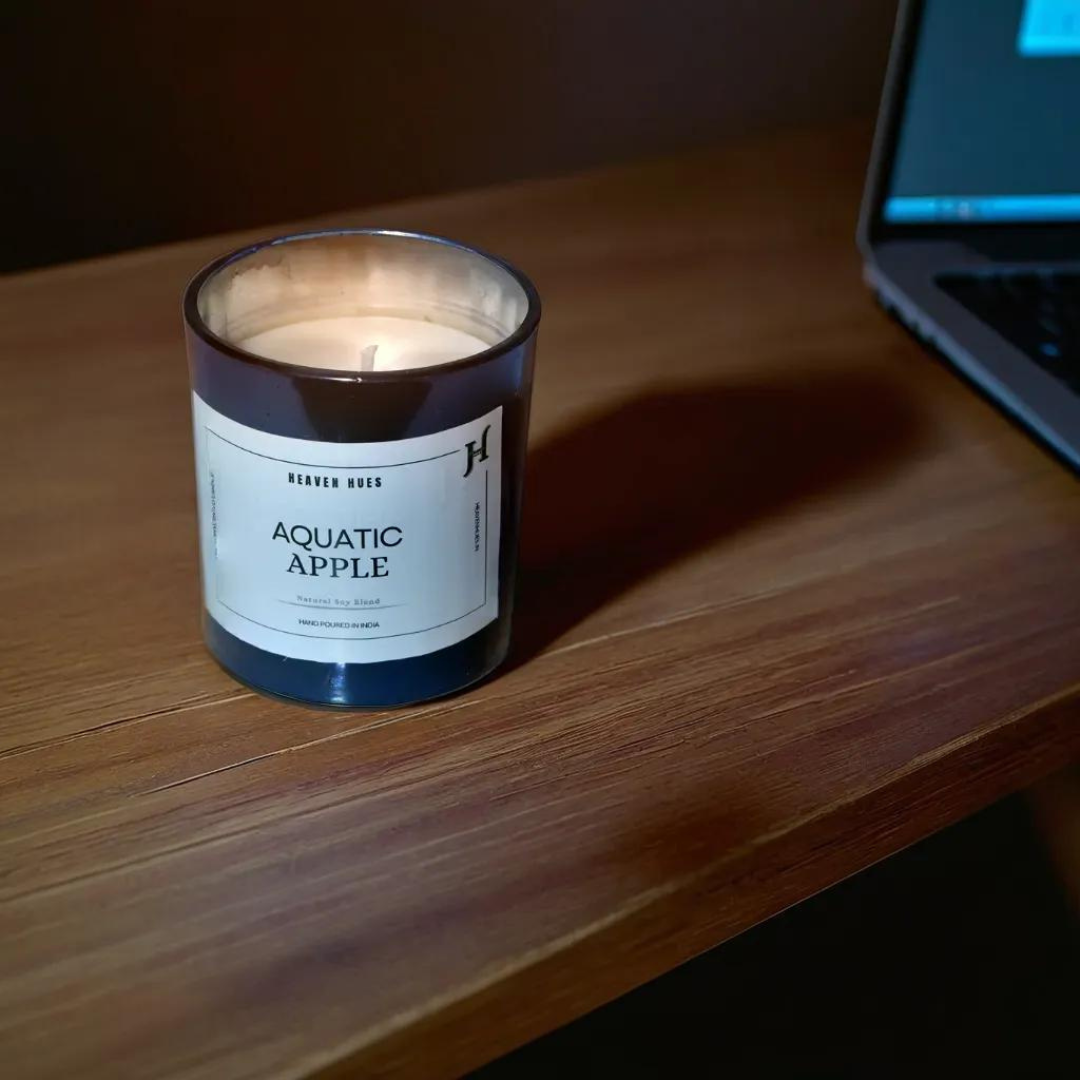 Aquatic Apple Scented Soy Candle, Silver Blue Jar