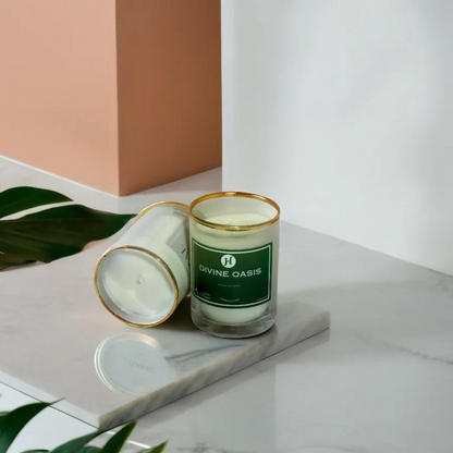 Divine Oasis Scented Soy Candle, Golden Fringe Jar