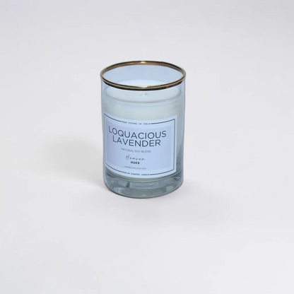 Loquacious Lavender Scented Soy Candle, Golden Fringe Jar