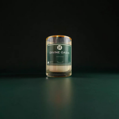 Divine Oasis Scented Soy Candle, Golden Fringe Jar